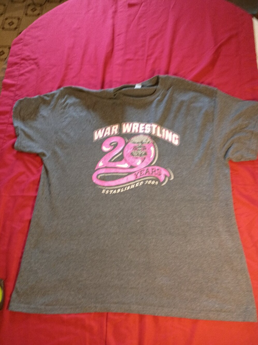 Gildan Gray Kids Tee with Pink Wrestling Graphic